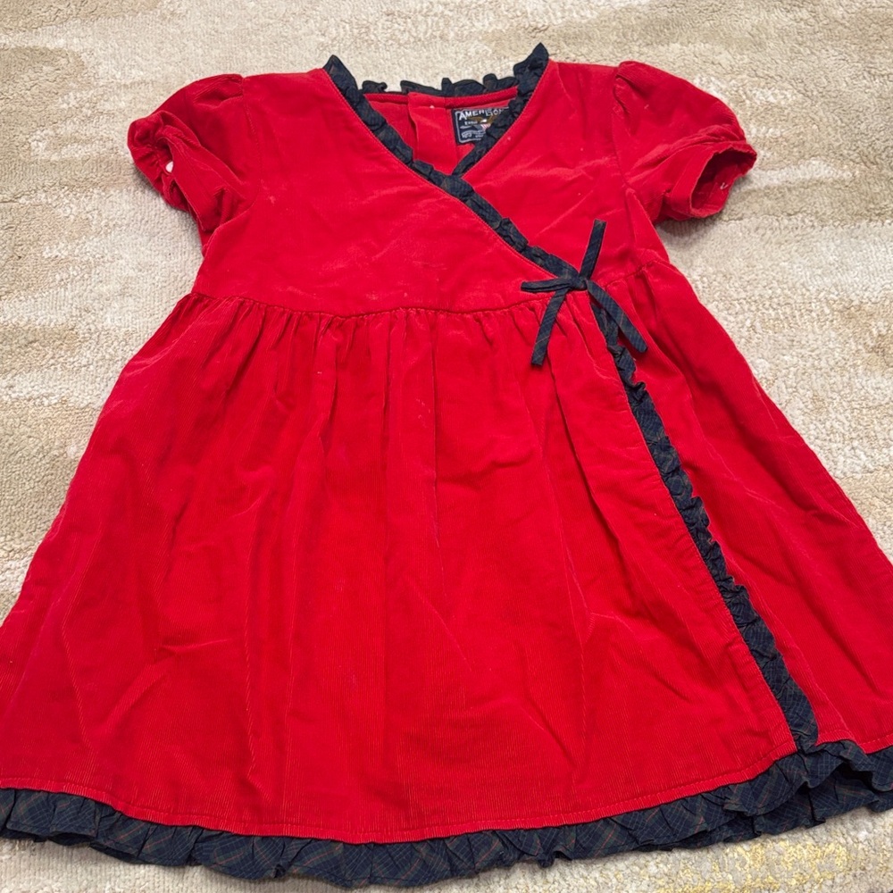 Red and navy Kids Christmas dress